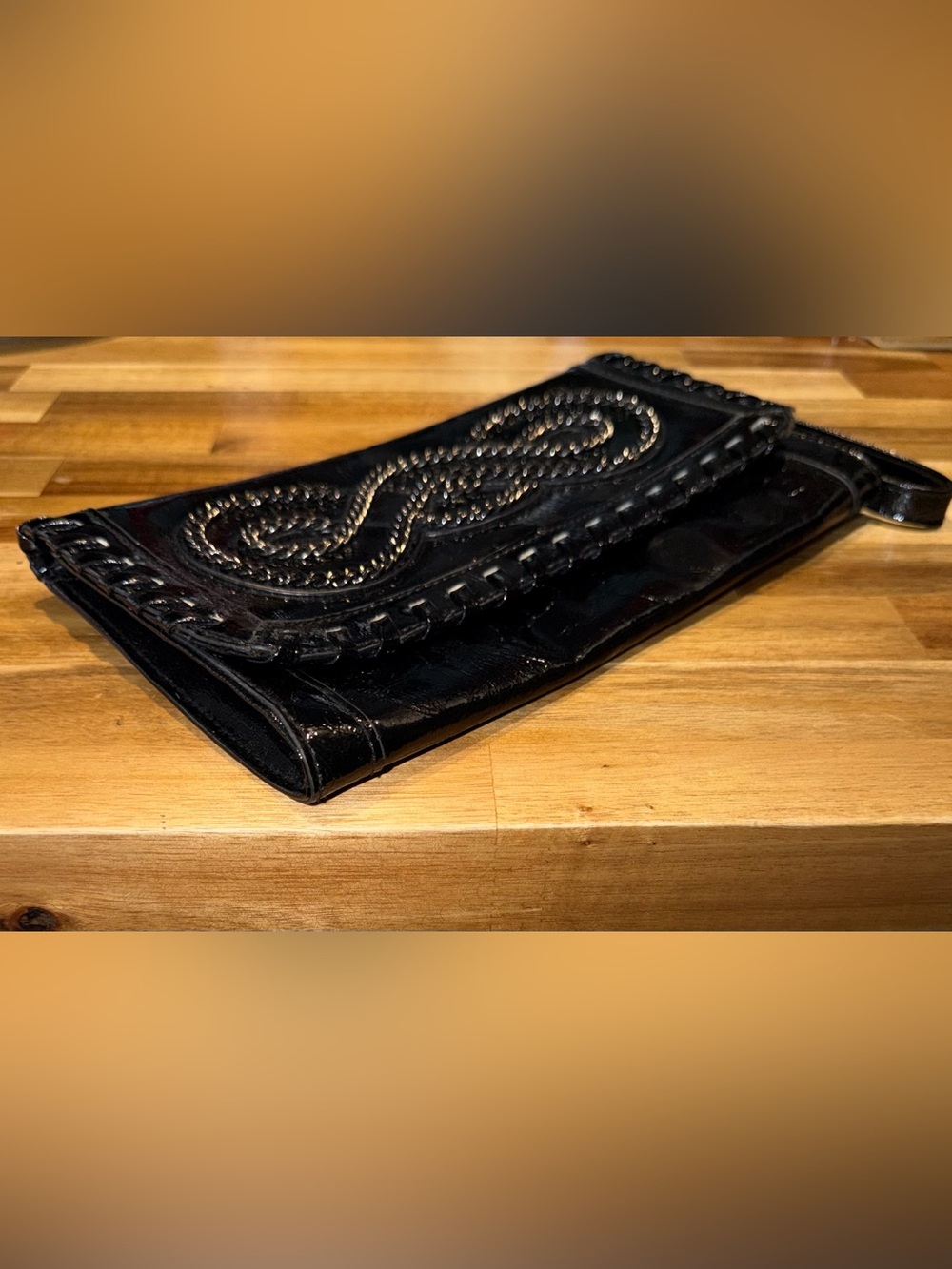 GIANNINI Black Faux Leather Embellished Clutch